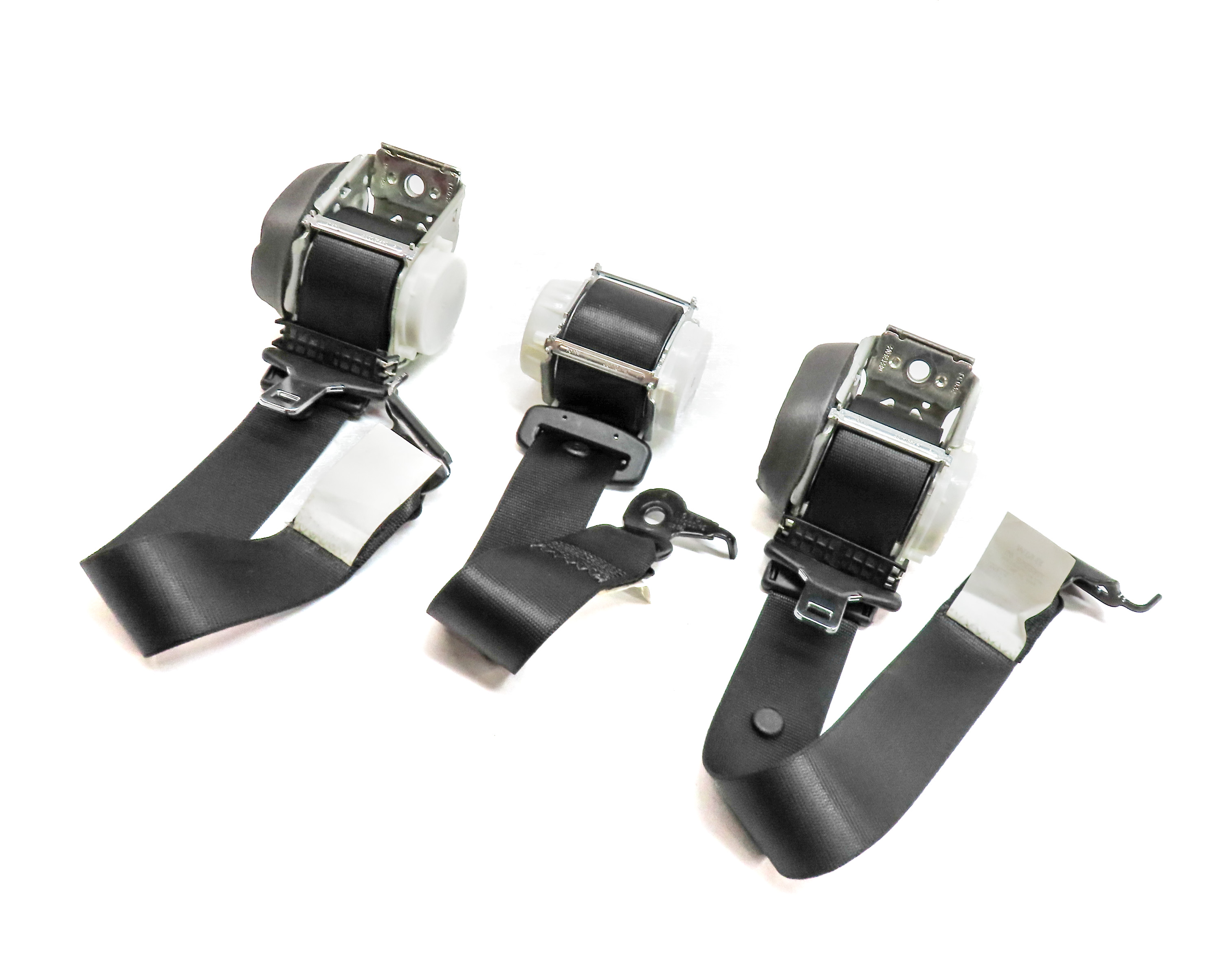 2014 BMW X3 (F25) REAR LEFT CENTER RIGHT SEAT SEATBELT RETRACTOR SET/3 (Black) — exact item pictured